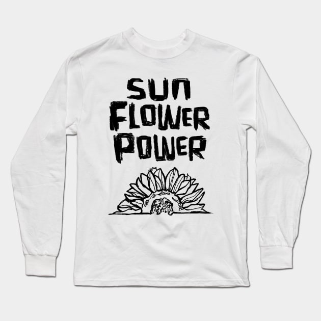 sunflower sun flower power Long Sleeve T-Shirt by badlydrawnbabe